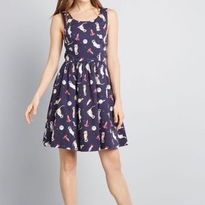 Modcloth Optimistic Effect Space Cat Dress XL